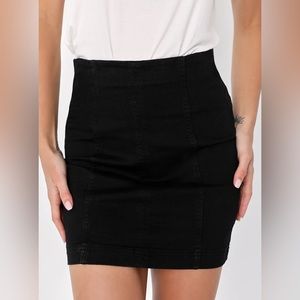 Free People black denim skirt